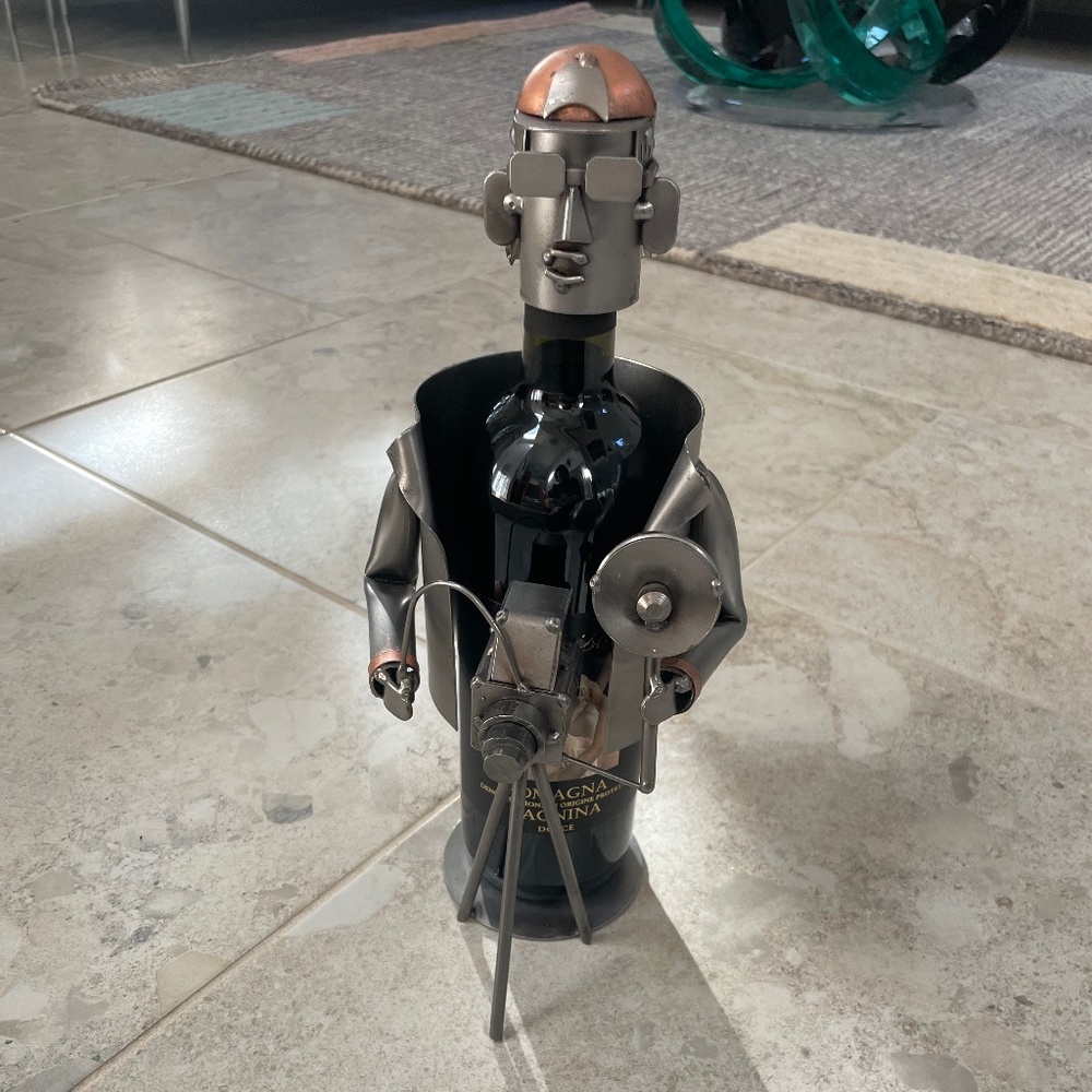 H & K Steel Sculpture Wine Bottle Holder Photographer